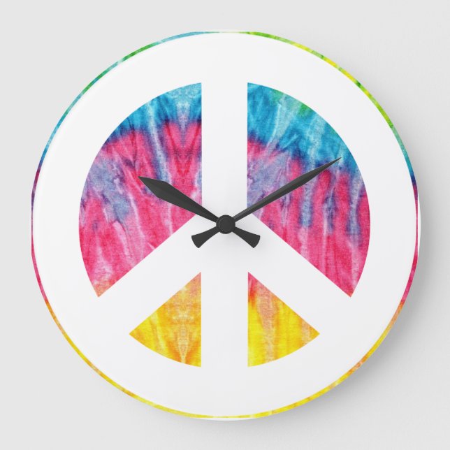 Reloj Redondo Grande Signo de paz hippy reloj grande (Anverso)