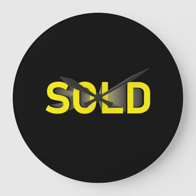 Reloj Redondo Grande signo de venta amarillo negro (Anverso)