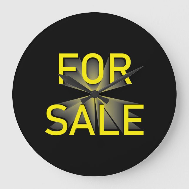 Reloj Redondo Grande signo de venta amarillo negro (Anverso)