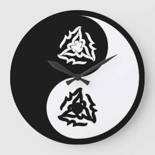 Reloj Redondo Grande Signo de yin yáng en blanco y negro