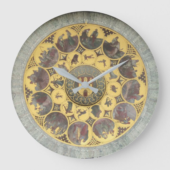 Reloj Redondo Grande Signo de zodiaco astronómico antiguo (Anverso)
