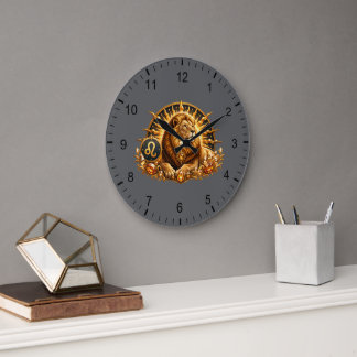Reloj Redondo Grande Signo zodiacal Leo dorado con piedras preciosas