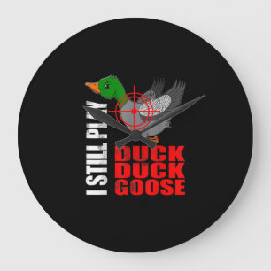 Reloj Redondo Grande Sigo Jugando Caza Grasa Grasa Graciosa De Pato