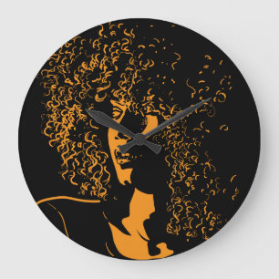 Reloj Redondo Grande Silhouette africana: Contraste vintage.