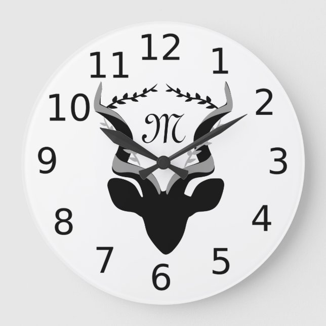 Reloj Redondo Grande Silhouette Antelope oscuro con Monograma personali (Anverso)