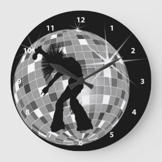Reloj Redondo Grande Silhouette de cantante y bailarina en disco