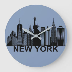 Reloj Redondo Grande Silhouette de Nueva York