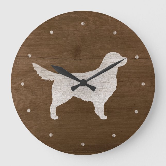 Reloj Redondo Grande Silhouette Golden Retriever (Anverso)