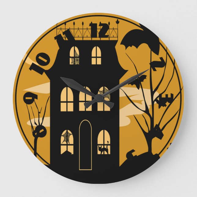 Reloj Redondo Grande Silhouette Halloween House Clock (Anverso)