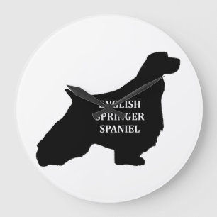 Reloj Redondo Grande silhouette nombre spaniel de springer en inglés