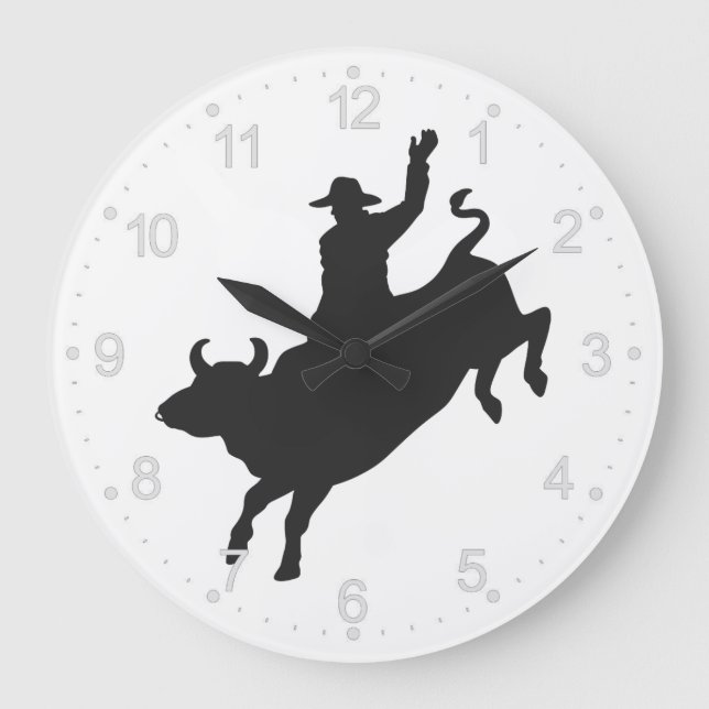 Reloj Redondo Grande Silhouette Rodeo Bull Ride (Anverso)