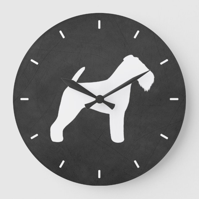 Reloj Redondo Grande Silhouette Welsh Terrier (Anverso)