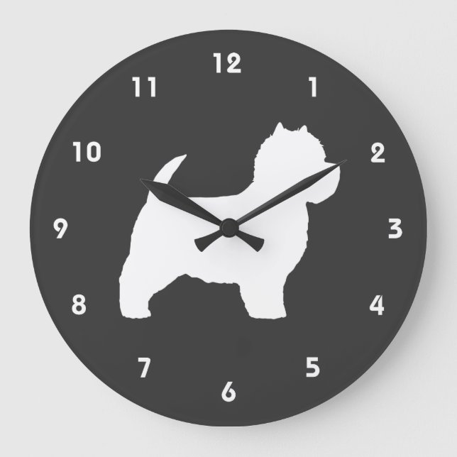 Reloj Redondo Grande Silhouette West Highland White Terrier (Anverso)