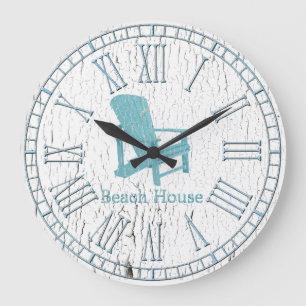 Reloj Redondo Grande Silla de Adirondack de la aguamarina su texto