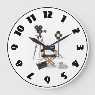Reloj Redondo Grande Silla de director de cine y conjunto de cámara de