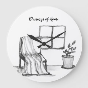 Reloj Redondo Grande Silla de meditación junto a la ventana con planta
