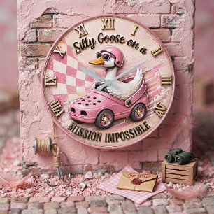 Reloj Redondo Grande Silly Goose on a Mission Impossible Funny Goose