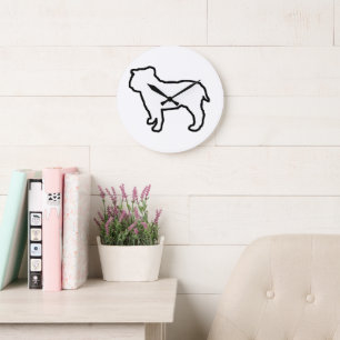 Reloj Redondo Grande Silueta Blanca de Bulldog