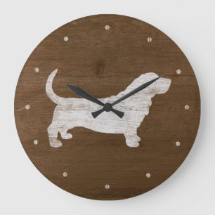 Reloj Redondo Grande Silueta de Basset Hound