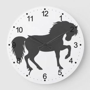 Reloj Redondo Grande Silueta de caballo en ejecución - Elegir color de