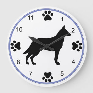 Reloj Redondo Grande Silueta de Malinois