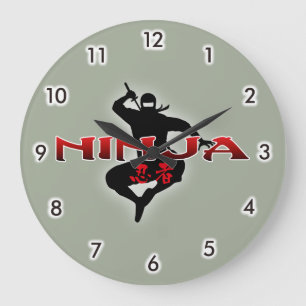 Reloj Redondo Grande Silueta de Ninja