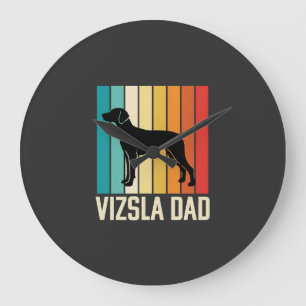 Reloj Redondo Grande Silueta de perro Retro Vizsla Papá