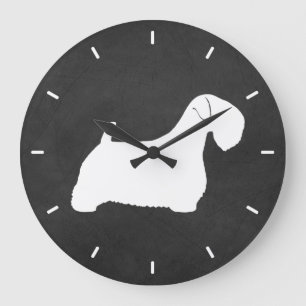 Reloj Redondo Grande Silueta de Sealyham Terrier