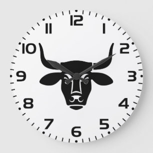 Reloj Redondo Grande Silueta de toro negro minimalista