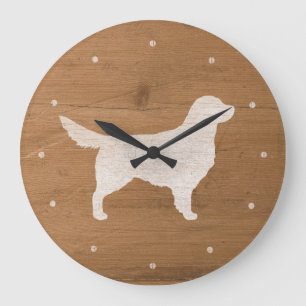 Reloj Redondo Grande Silueta del golden retriever