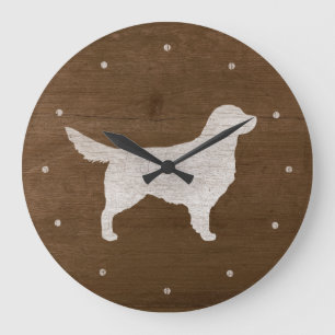 Reloj Redondo Grande Silueta del golden retriever
