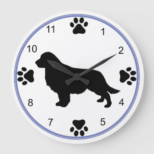 Reloj Redondo Grande Silueta del golden retriever