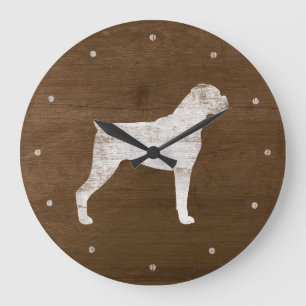 Reloj Redondo Grande Silueta del perro del boxeador