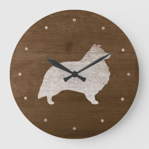 Reloj Redondo Grande Silueta del perro pastor de Shetland