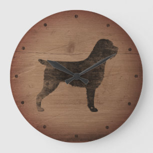 Reloj Redondo Grande Silueta el señalar Griffon Wirehaired rústica
