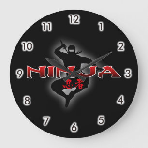 Reloj Redondo Grande Silueta Ninja