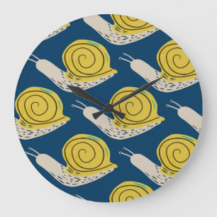 Reloj Redondo Grande Siluetas de caracoles: amarillo, rosado.
