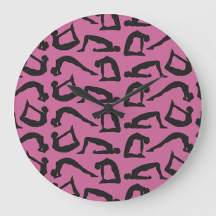 Reloj Redondo Grande Siluetas de posiciones de yoga