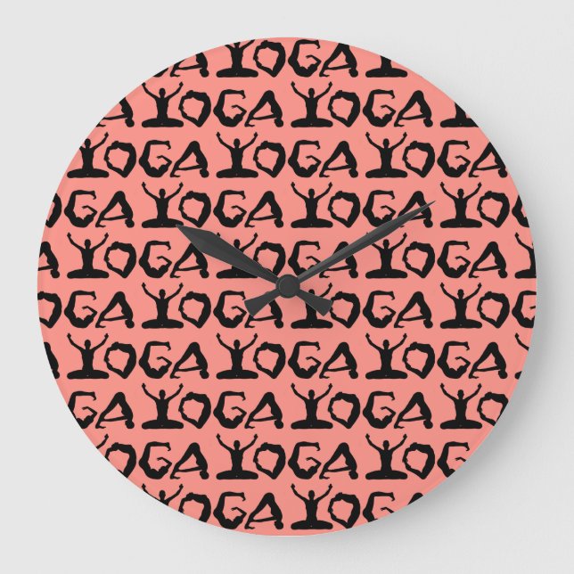Reloj Redondo Grande Siluetas de yoga (Anverso)