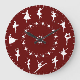 Reloj Redondo Grande Siluetas Únicas de Bailarina Blanca Temáticas