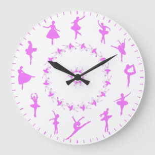 Reloj Redondo Grande Siluetas Únicas de Bailarina Temática Reloj Grande