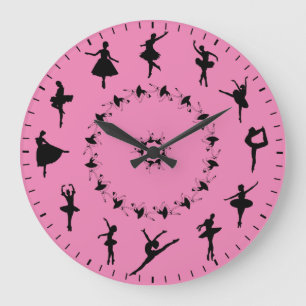 Reloj Redondo Grande Siluetas Únicas de Bailarina Temática Reloj Grande