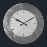 Reloj Redondo Grande Silver Gray Metallic Design Stainless-Steel Look 3<br><div class="desc">Simple slick elegant  silver gray metallic design stainless steel look.</div>