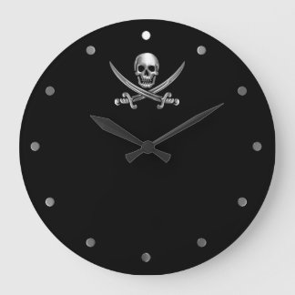 Reloj Redondo Grande Silver Jolly Roger