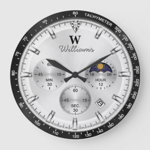 Reloj Redondo Grande Silver Racing Dial  Luxury Chronograph 