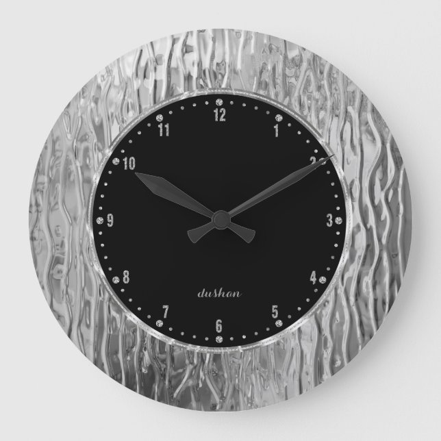Reloj Redondo Grande Silvery Melding Sed Glass Look (Anverso)