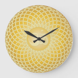 Reloj Redondo Grande Símbolo brillante de OM del amarillo