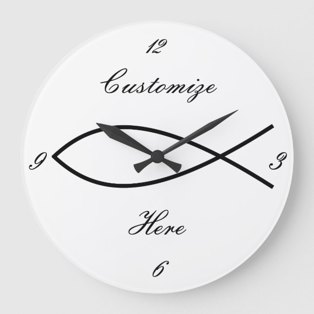 Reloj Redondo Grande Símbolo cristiano de pescado Ichthys Thunder_Cove (Anverso)