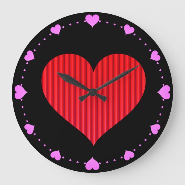 Reloj Redondo Grande Símbolo de amor del corazón rojo-18374 (Anverso)