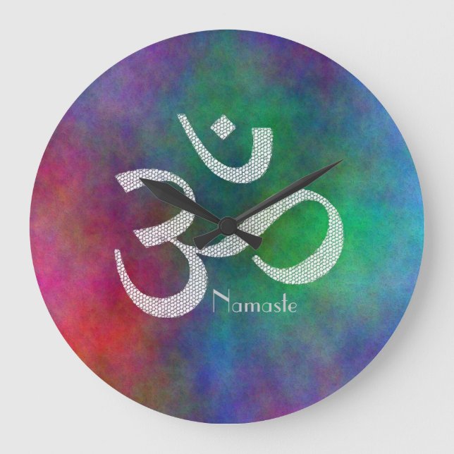 Reloj Redondo Grande Símbolo de Aum OM (Anverso)